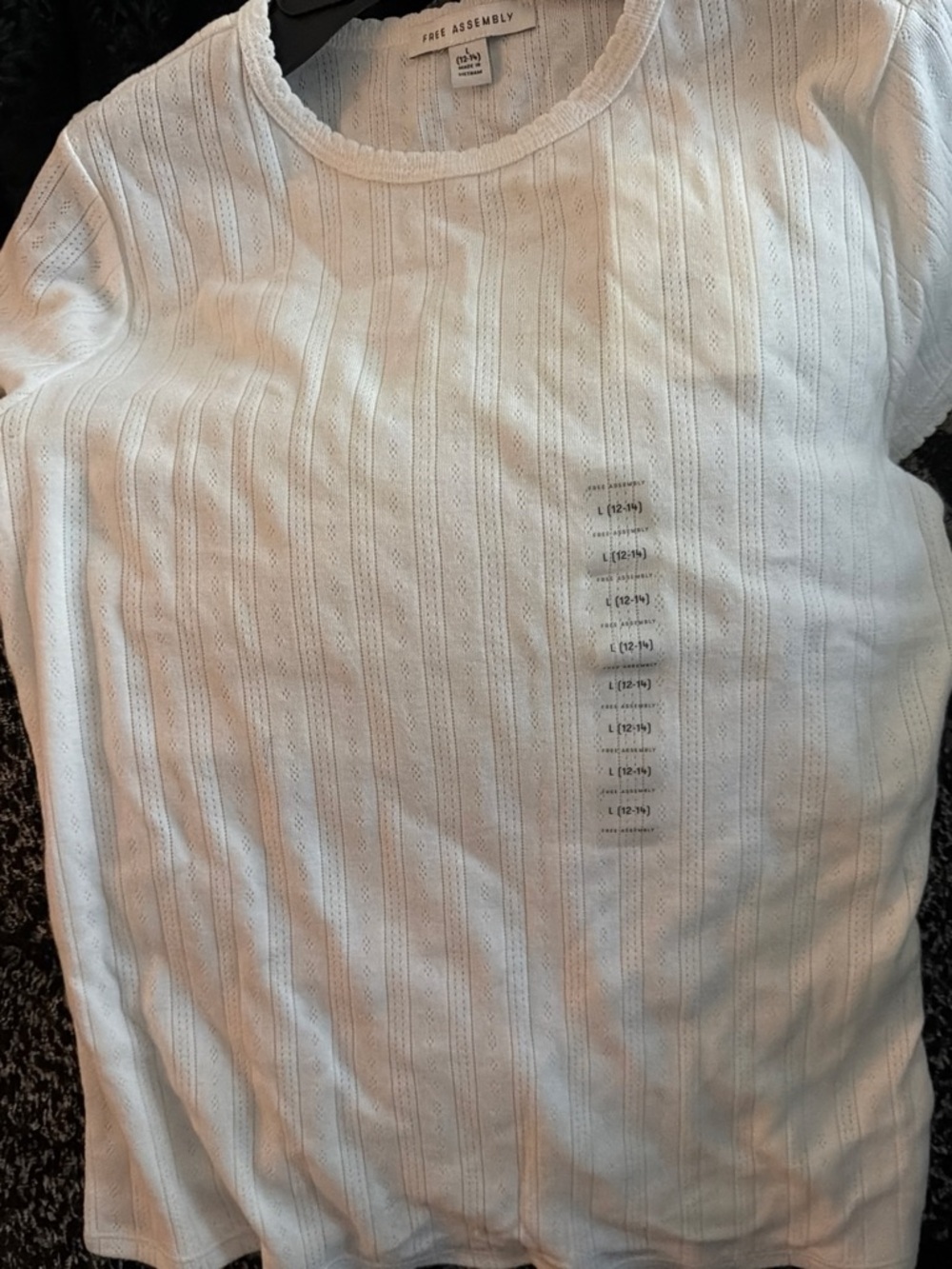 Free Assembly White Short-Sleeve Ribbed Crewneck Top